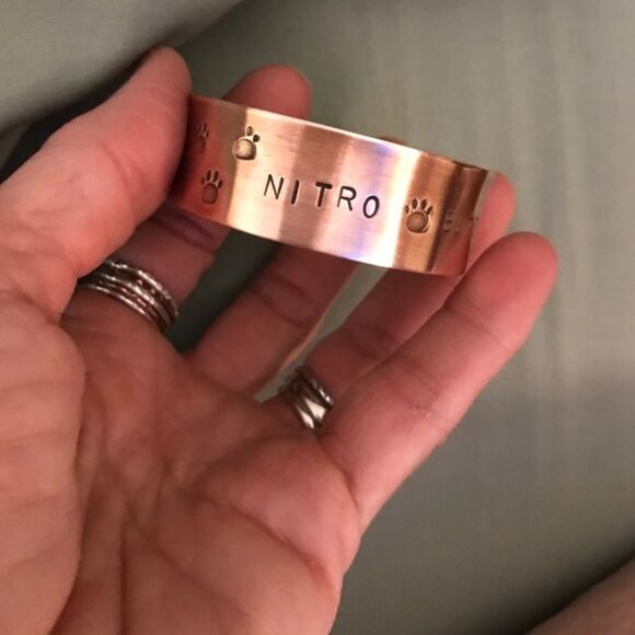 Bracelet, Dog Lover, Cat Lover, Copper Cuff personalized, NEW, Handmade - Picture 1 of 4